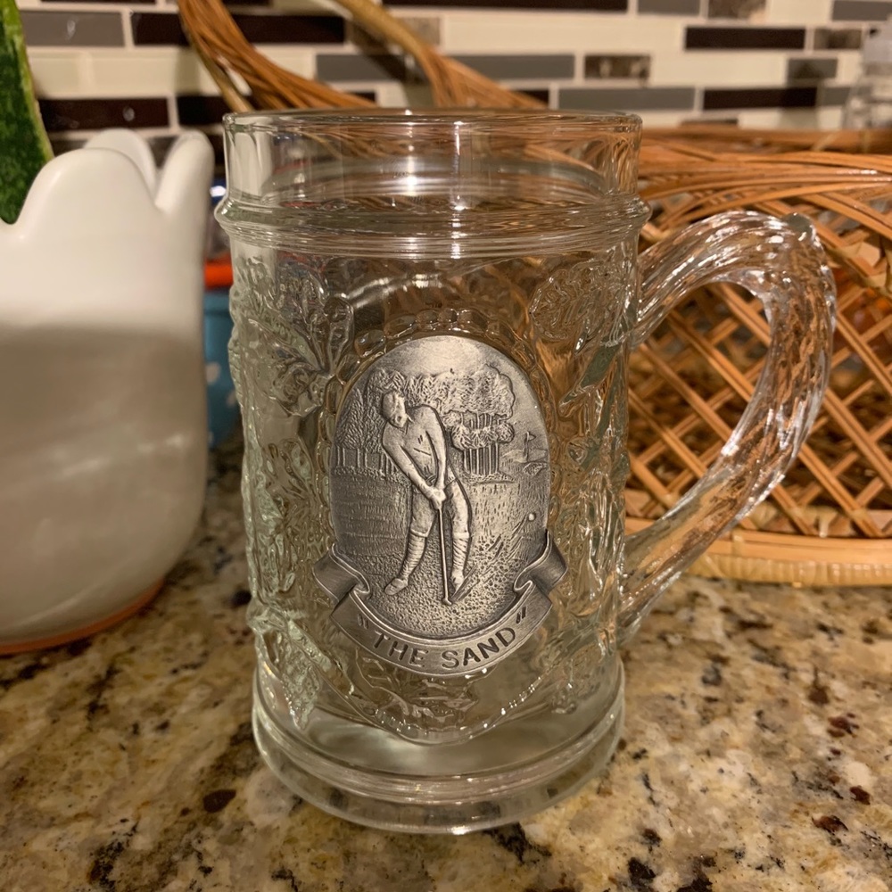 Vintage Glass Golf Beer Mug Stein